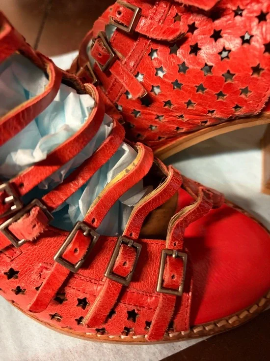 Jeffrey Campbell Red Star-Cutout Strappy Block Heel Boots - Picture 4 of 11